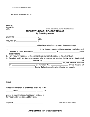 Affidavit - Death of Joint Tenant