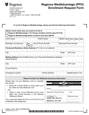 Regence MedAdvantage Enrollment Request Form