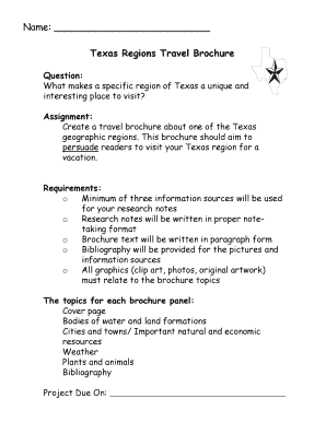 Texas Regions Travel Brochure Assignment