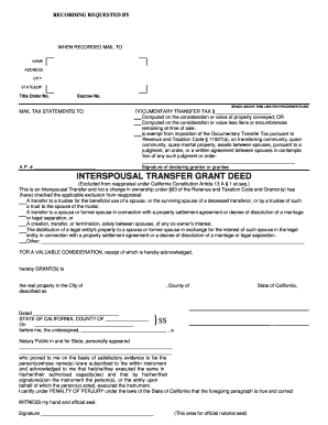 California Interspousal Transfer Grant Deed