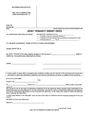 California Joint Tenancy Grant Deed