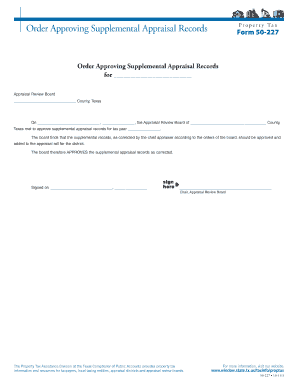 Order Approving Supplemental Appraisal Records