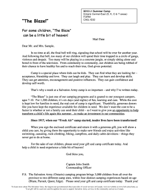 The Blaze Summer Camp Donation Form
