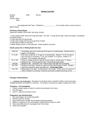 Diabetic Care Plan for Students
