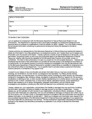 Minnesota Background Investigation Authorization