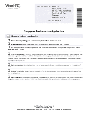 Singapore Business Visa Application Form