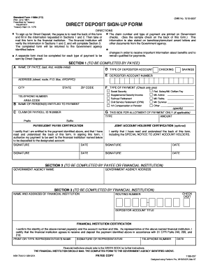 US Federal Direct Deposit Sign-Up Form