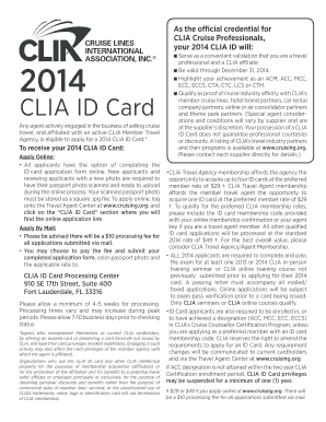 2014 CLIA ID Card Application