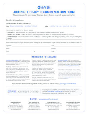 Journal Library Recommendation Form