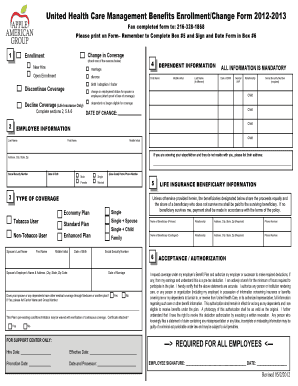 United Health Care Benefits Enrollment Form