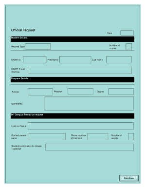Off Campus Transcript Request Form