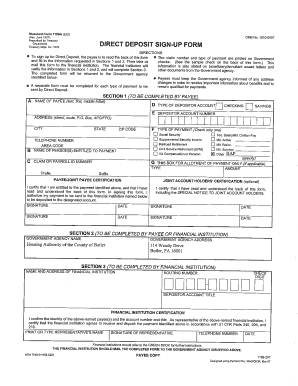 US Federal Direct Deposit Sign-Up Form