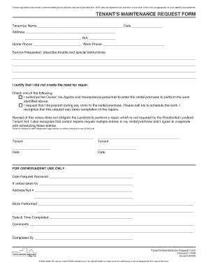 Tenant’s Maintenance Request Form