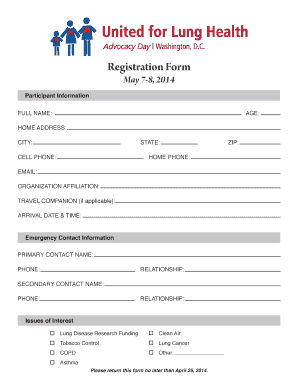 Registration bFormb - Respiratory Health Association