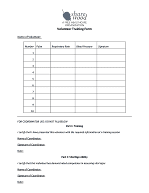 Volunteer Training Form