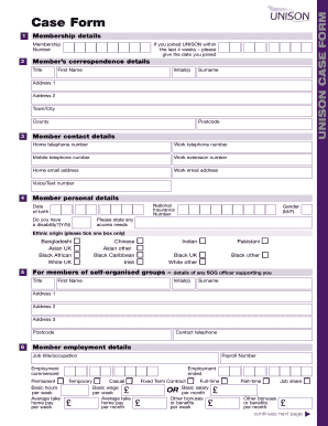 UNISON Case Form