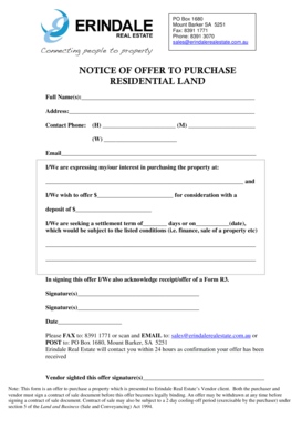 Notice of Offer to Purchase Residential Land