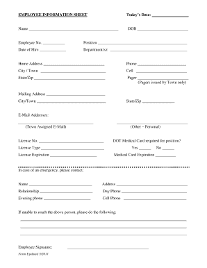 Employee Information Sheet