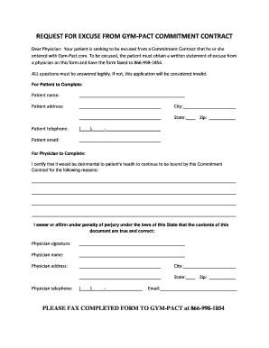 Request for Excuse from Gym-Pact Commitment Contract