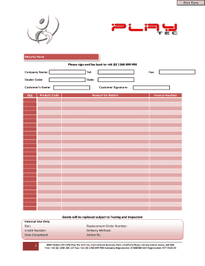Product Return Form