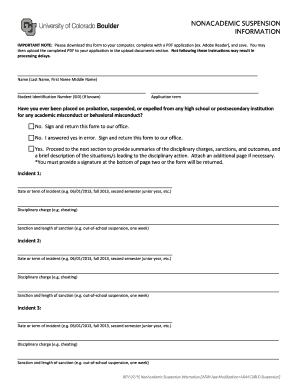 Non-Academic Suspension Information Form