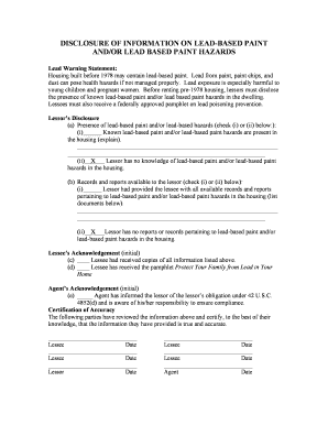 Lead-Based Paint Disclosure Form