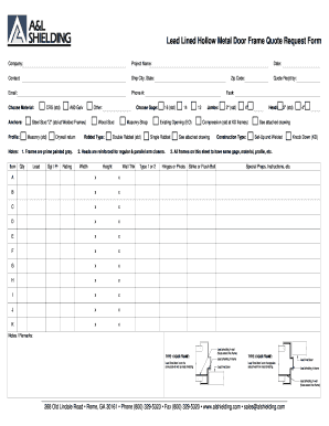 Lead Lined Hollow Metal Door Frame Quote Request Form