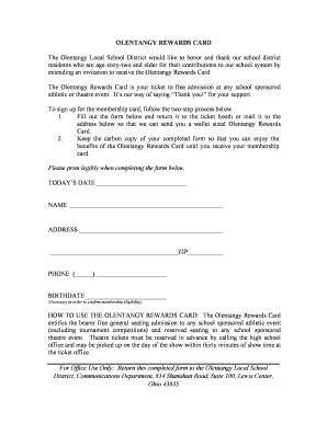 Olentangy Rewards Card Application