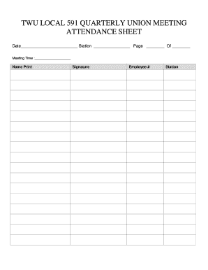 Meeting sign-in sheet - Transport Workers Union Local 591