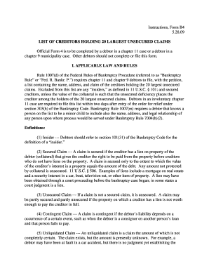 US Bankruptcy Form B4