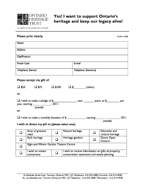 Ontario Heritage Trust Donation Form