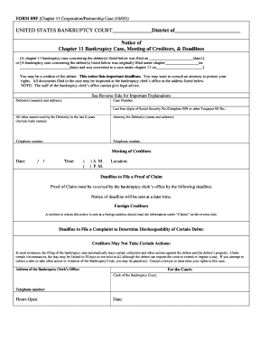 Chapter 11 Bankruptcy Case Notice