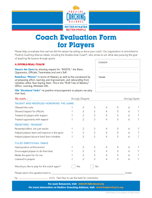 Coach Evaluation Form for Players