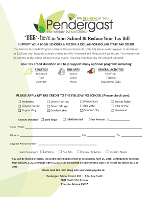 Arizona Tax Credit Donation Form