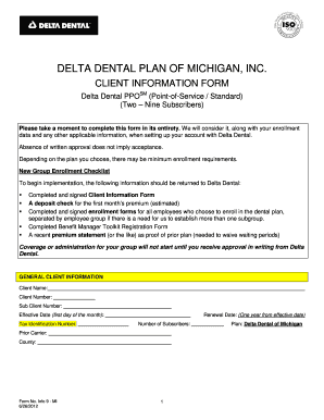 Delta Dental Client Information Form