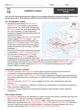 Industrial Location Worksheet