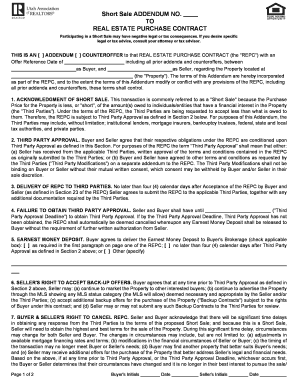 Short Sale Addendum to Real Estate Purchase Contract