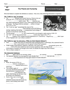 Environmental Geography Worksheet