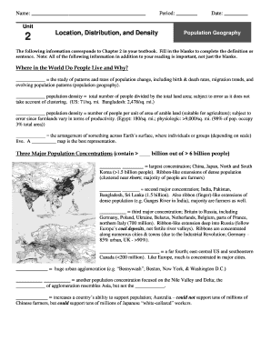 Population Geography Worksheet