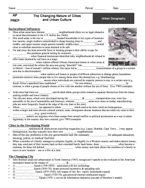 AP Urban Geography Worksheet