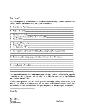 Field Trip Permission and Consent Form
