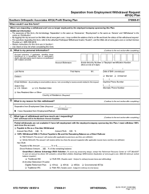 Separation from Employment Withdrawal Request