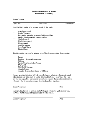 Student Authorization to Release Records