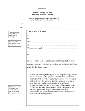 Enduring Power of Attorney Registration Notice
