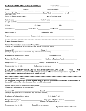 Newborn Insurance Registration Form