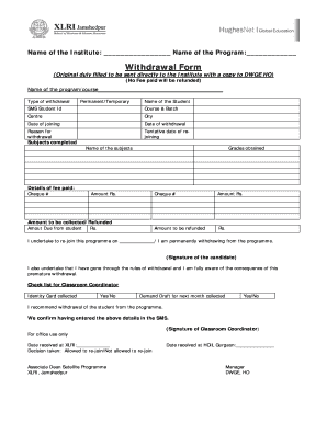 Withdrawal Form for Educational Program