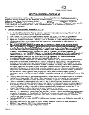Motor Carrier Agreement