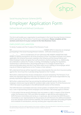 Social Housing Pension Scheme Employer Application Form