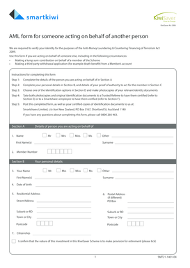 AML Form for Acting on Behalf of Another Person