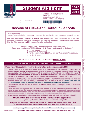 Private School Aid Form 2016